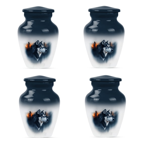 Wolf Mini Urn for Ashes Adult Male, Funeral Urns for Adult Ashes Men, Urn for Ashes for Women, Small Cremation Urns for Ashes (Size - 3inch, 4 Pcs)