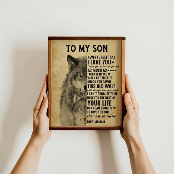 Wolf Mom To Son Wall Art, Inspirational For Son, Motivational Poster , Loving Message From Mom, For Boys, Encouraging Decor UNFRAMED Poster, Wall Art for Decor, Present, 8x12