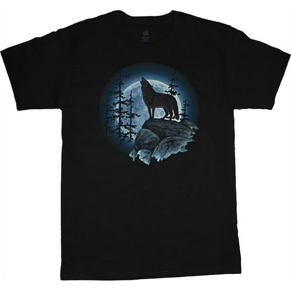 Wolf Moon Decal Big and Tall T-shirt Black Tee