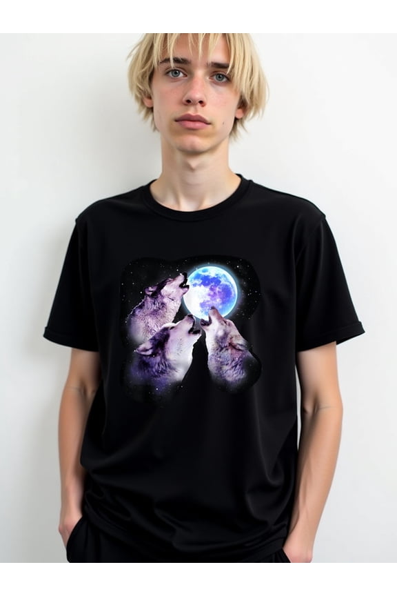 Wolf Moon Howl T-Shirt Men's t shirts black limited edition funny Spring and summer outdoor wear Casual sportswear Basic Unisex Shirt Crewneck tshirts