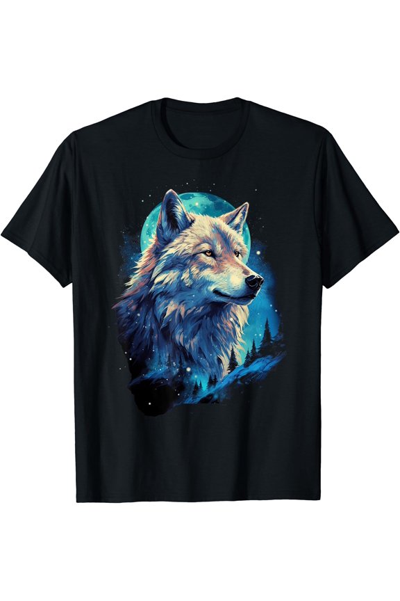 Wolf Moon Howling Lone Funny Wolves pack of wolves T-Shirt, Unisex T-Shirt