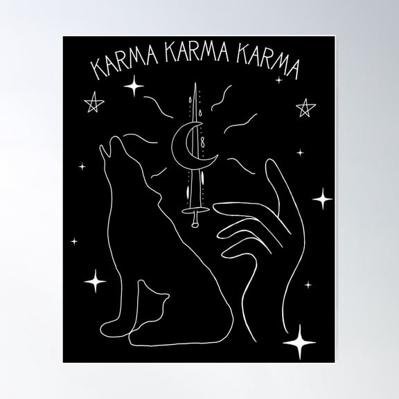 Wolf Moon Magic Saying Karma Karma Karma Poster Wall Art, Modern Wall Decor For Living Room Bedroom, 8x12 UNFRAMED