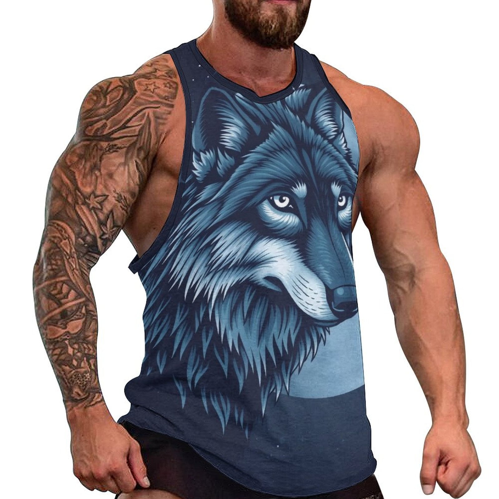 Wolf Moon Night Tank Tops Men #39 s Casual Sportswear Vest Oversized Wolf Moon Night Tank Tops Men #39 s Casual Sportswear Vest Oversized