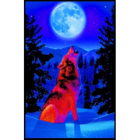 Studio B Wolf Moon Non-Flocked Blacklight Poster 24 x 36 Inches