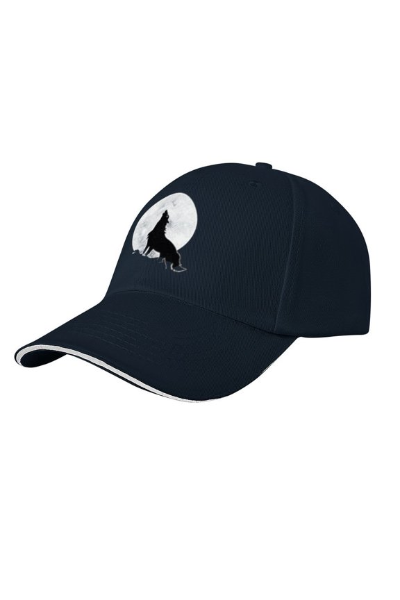 Wolf Moon Print Baseball Cap Adjustable Strap for Running Workouts and Outdoor Activities All Seasons,Adult One Size Fits All
