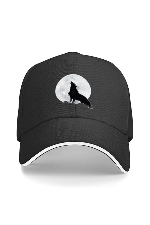 Wolf Moon Print Baseball Cap Adjustable Strap for Running Workouts and Outdoor Activities All Seasons,Adult One Size Fits All