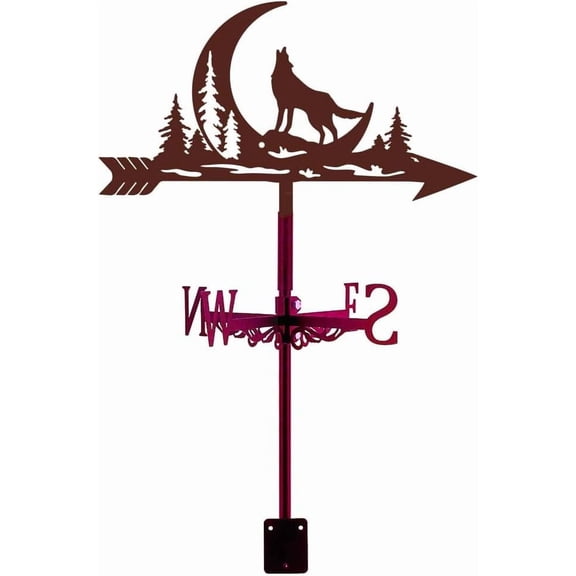 Wolf Moon Weather Vane Metal Weathervanes Wind Direction Indicators Metal Wind Vanes Signs for Roof Mount Farmhouse Ourdoor Yard Shed Decoration 1set