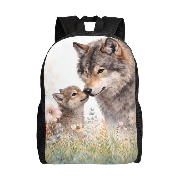 Wolf Mother And Cub Backpack Large Capacity Laptop Bag for Men and Women