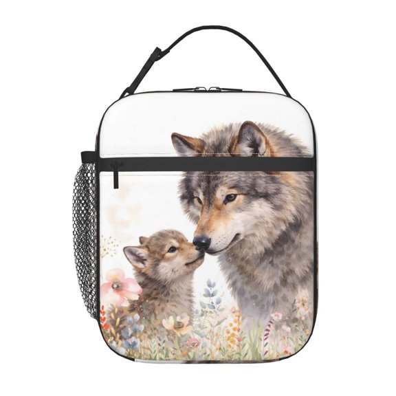 Wolf Mother And Cub Lunch Bag Portable Thermal Lunch Box for Men and Women