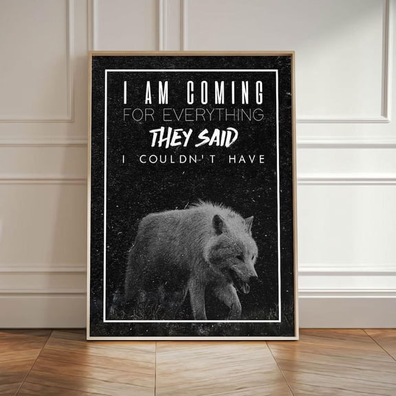 Wolf Motivational Alpha Mindset Quote Black White Wolf Poster Unframed Paper Print