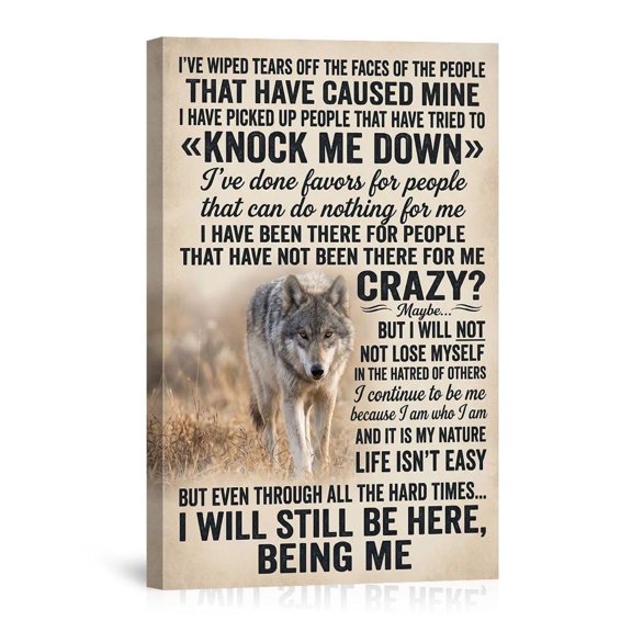 Wolf Motivational Quote Inspirational Being Me For Home Or Office Canvas