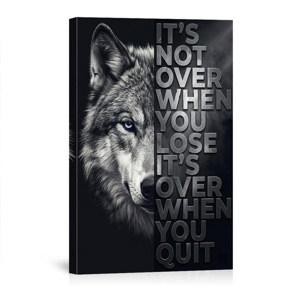 Wolf Motivational Quote It S Not Over When You Quit For Office Gym Inspirational Home USA Made Canvas