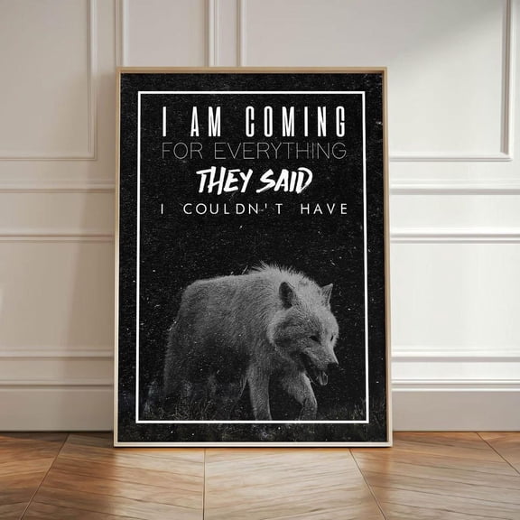 Wolf Motivational Wall Art Poster Poster, Alpha Mindset Quote Decor, Black White Wolf Poster, Home Decor, 8x12 UNFRAMED
