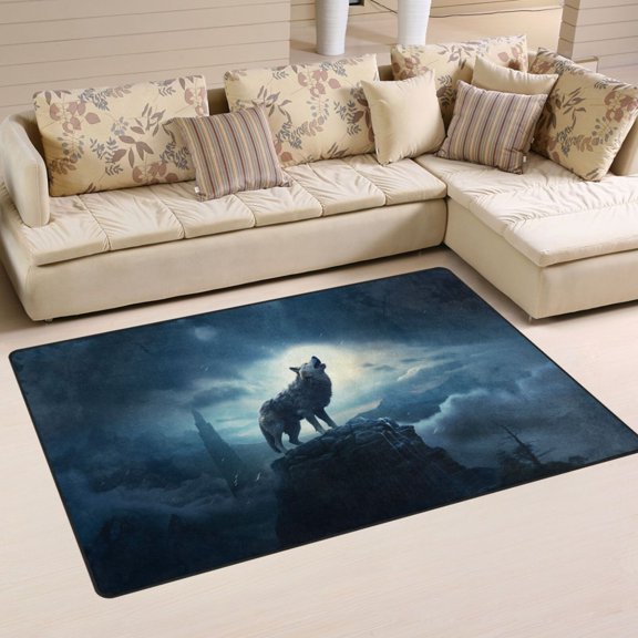 Wolf Mountains Clouds Area Rug Washable Floor Carpet Mat 60 x 39 inch for Bedroom Living Room Kids Room Home Decor
