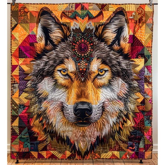 Wolf Native Quilted Blanket