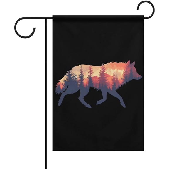 Wolf Nature Forest Garden Flag 12 x 18 Inch Welcome Outdoor Yard Banner for Holiday Party