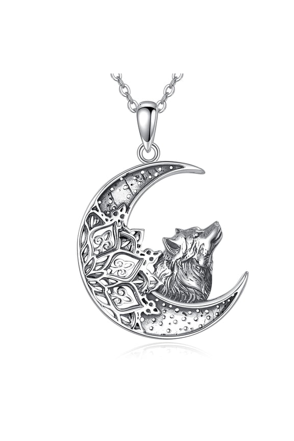 Wolf Necklace 925 Sterling Silver Wolf Pendant Necklace Jewelry Gifts for Women Lover C113