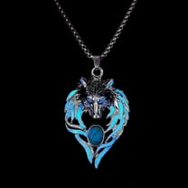 Wolf Necklace For Women Men Luminous Wolf Head Pendant Necklace Viking Wolf Stuff Gift Halloween Glow In The Dark Jewelry