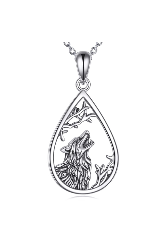 Wolf Necklace Sterling Silver Wolf Pendant Necklace Jewelry Gifts for Women