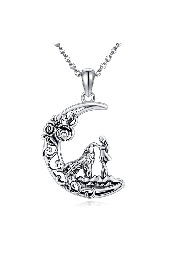 Wolf Necklace for Women Wolf Jewelry Necklace Gifts Sterling Silver Pendant Necklace