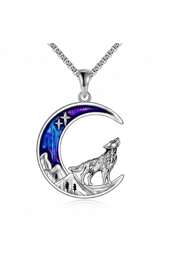 Wolf Necklace for Women Wolf Pendant Jewelry Moon and Mountain Pendant Necklace Gifts for Her