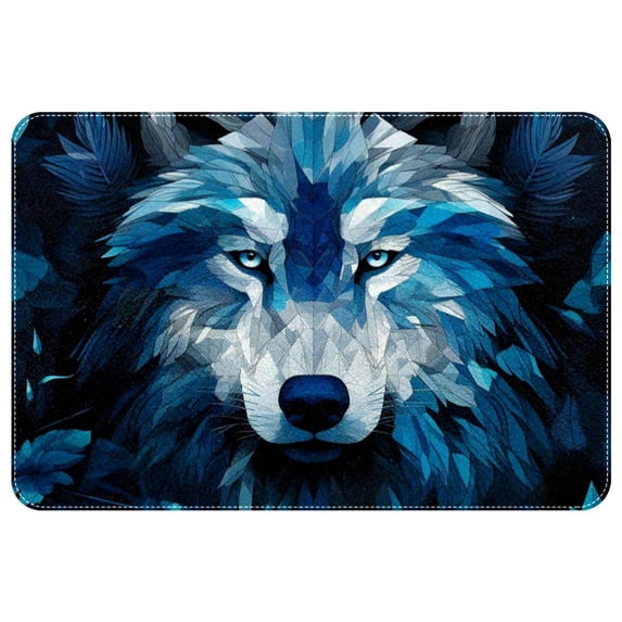 Wolf Non-Slip Polyester Chair Mat - Machine Washable Door Mats and Rugs