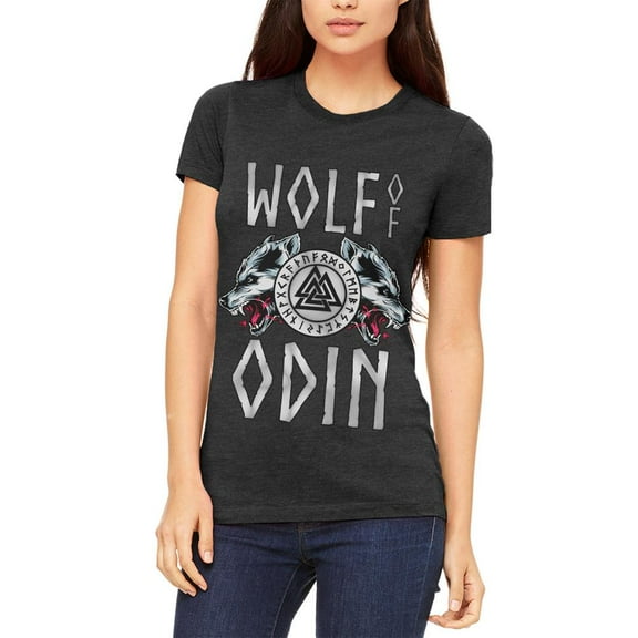 Wolf Of Odin Juniors Soft T Shirt Heather Black SM