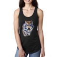 thumbnail image 1 of Wolf Oil Painting Animal Lover Ladies Racerback Tank Top, Black, Large, 1 of 3