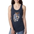 thumbnail image 1 of Wolf Oil Painting Animal Lover Ladies Racerback Tank Top, Navy, Medium, 1 of 3