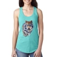 thumbnail image 1 of Wolf Oil Painting Animal Lover Ladies Racerback Tank Top, Tahiti Blue, Large, 1 of 3