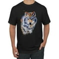 thumbnail image 1 of Wolf Oil Painting Animal Lover Men's Graphic T-Shirt, Black, 5XL, 1 of 3