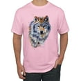 thumbnail image 1 of Wolf Oil Painting Animal Lover Men's Graphic T-Shirt, Light Pink, Large, 1 of 3