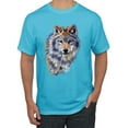 thumbnail image 1 of Wolf Oil Painting Animal Lover Men's Graphic T-Shirt, Light Turquoise, Small, 1 of 3