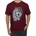 thumbnail image 1 of Wolf Oil Painting Animal Lover Men's Graphic T-Shirt, Maroon, X-Large, 1 of 3