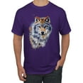 thumbnail image 1 of Wolf Oil Painting Animal Lover Men's Graphic T-Shirt, Purple, 3XL, 1 of 3