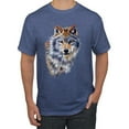thumbnail image 1 of Wolf Oil Painting Animal Lover Men's Graphic T-Shirt, Vintage Heather Blue, Medium, 1 of 3