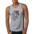 thumbnail image 1 of Wolf Oil Painting Animal Lover Mens Graphic Tank Top, Heather Grey, 2XL, 1 of 3