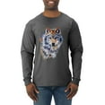 thumbnail image 1 of Wolf Oil Painting Animal Lover Mens Long Sleeve Shirt, Heather Black, Small, 1 of 3
