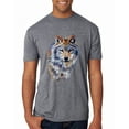 thumbnail image 1 of Wolf Oil Painting Animal Lover Mens Premium Tri Blend T-Shirt, Premium Heather, X-Large, 1 of 3