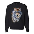 thumbnail image 1 of Wolf Oil Painting Animal Lover Unisex Crewneck Graphic Sweatshirt, Black, 2XL, 1 of 3