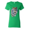 thumbnail image 1 of Wolf Oil Painting Animal Lover Womens Graphic T-Shirt, Kelly, 2XL, 1 of 3