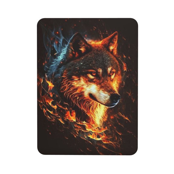 Wolf On Fire Burning Cool Flaming Rectangular Refrigerator Magnet, Soft Magnetic Fridge Magnet for Home, Office, Locker Decor