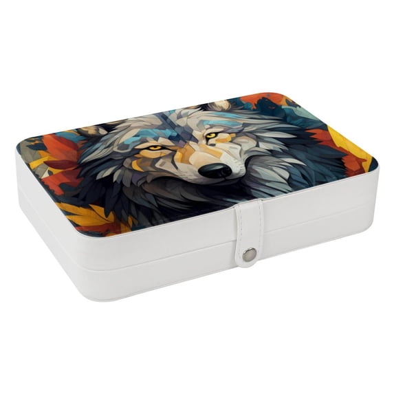 Wolf PU Leather Necklace Holder with Removable Compartment, Portable Decorative Box Jewelry Boxes Necklace Organizer