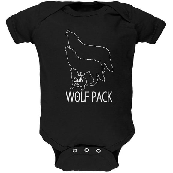 Wolf Pack Cub Baby Child Soft Baby One Piece Black 6 Month