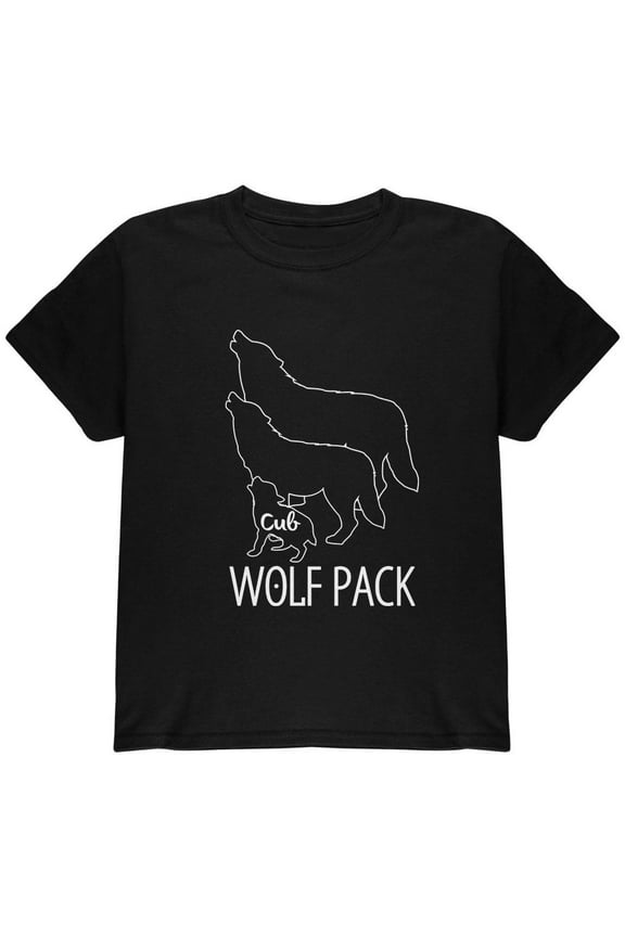 Wolf Pack Cub Baby Child Youth T Shirt Black YMD
