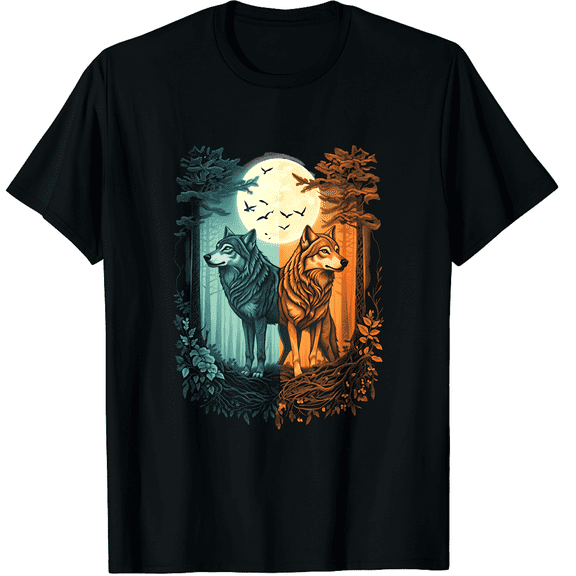 Wolf Pack Duality Sun Moon Unisex T-Shirt