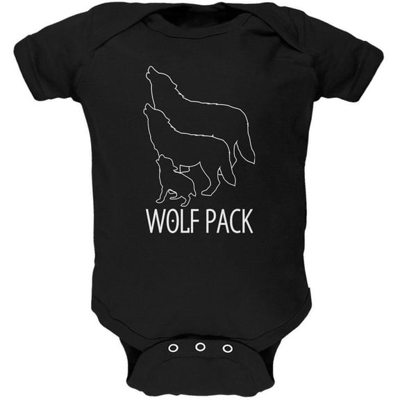 Wolf Pack Family Soft Baby One Piece Black 12 Month