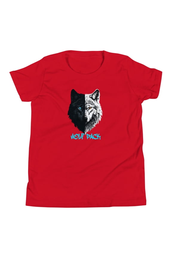 Wolf Pack Family T-Shirt – Matching Pack Leader & Cubs Tee – Cute Wolves Graphic Shirt for Kids,Youth Short Sleeve T-Shirt (Red, M)