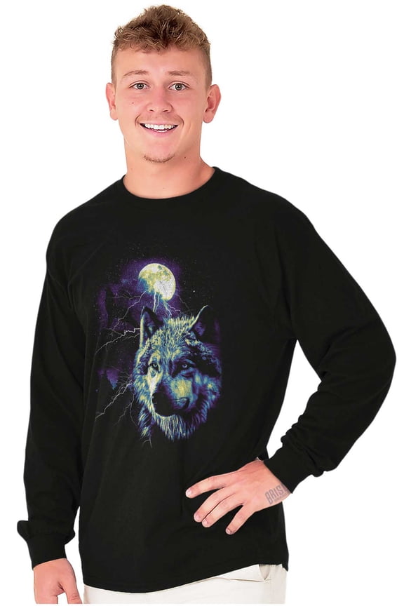 Wolf Pack Howling at Full Moon Long Sleeve TShirt Men Women Brisco Brands X