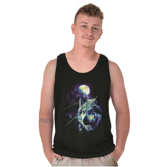 Wolf Pack Howling at Full Moon Tank Top T Shirts Men Women Brisco Brands S